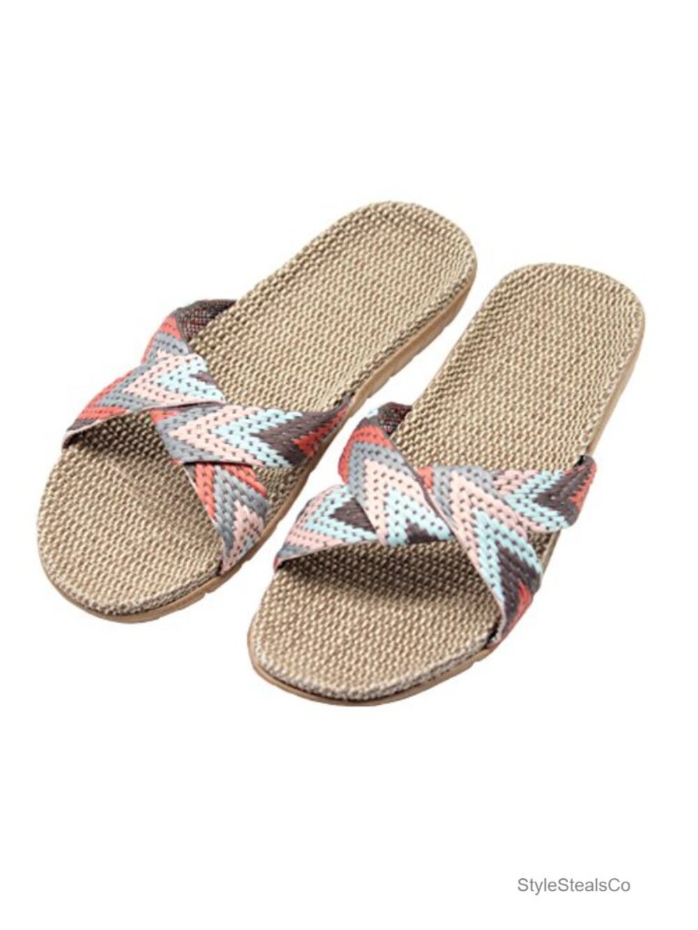 Flax Cross Slippers Women Summer Breathable Indoor Outdoor